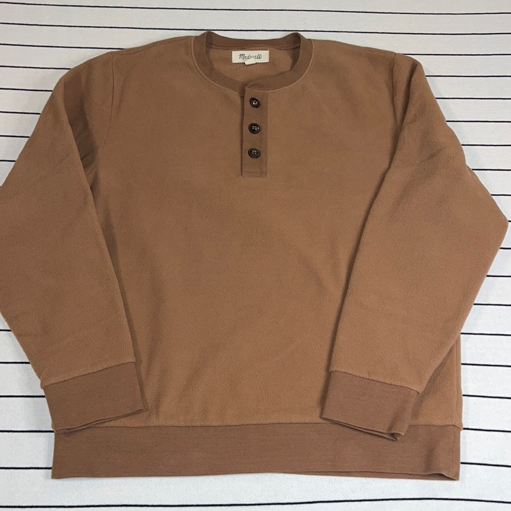 Madewell Resourced Fleece Henley Pullover Size Medium